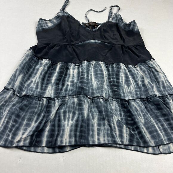 BCBGMaxazria Gisene Silk Tank Top Tie Dye Strappy Sleeve Ruffled Shirt SMALL - Picture 2 of 12